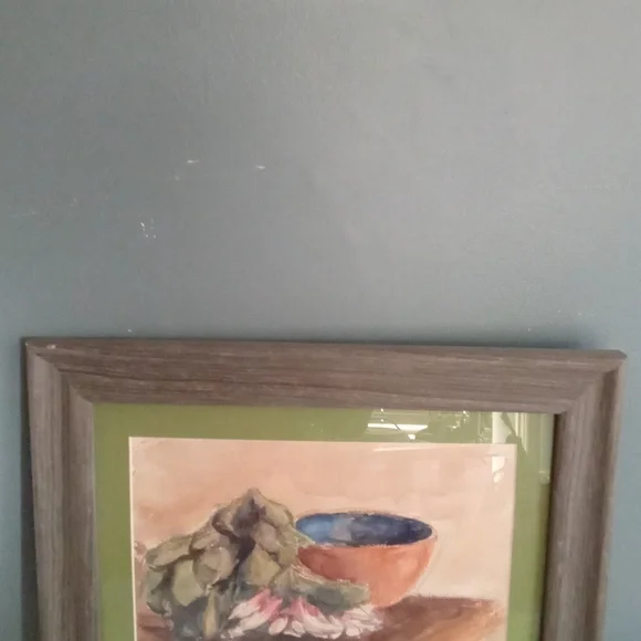 Framed Watercolor Still Life Painting Radishes and Bowl Art Print Wall Decor